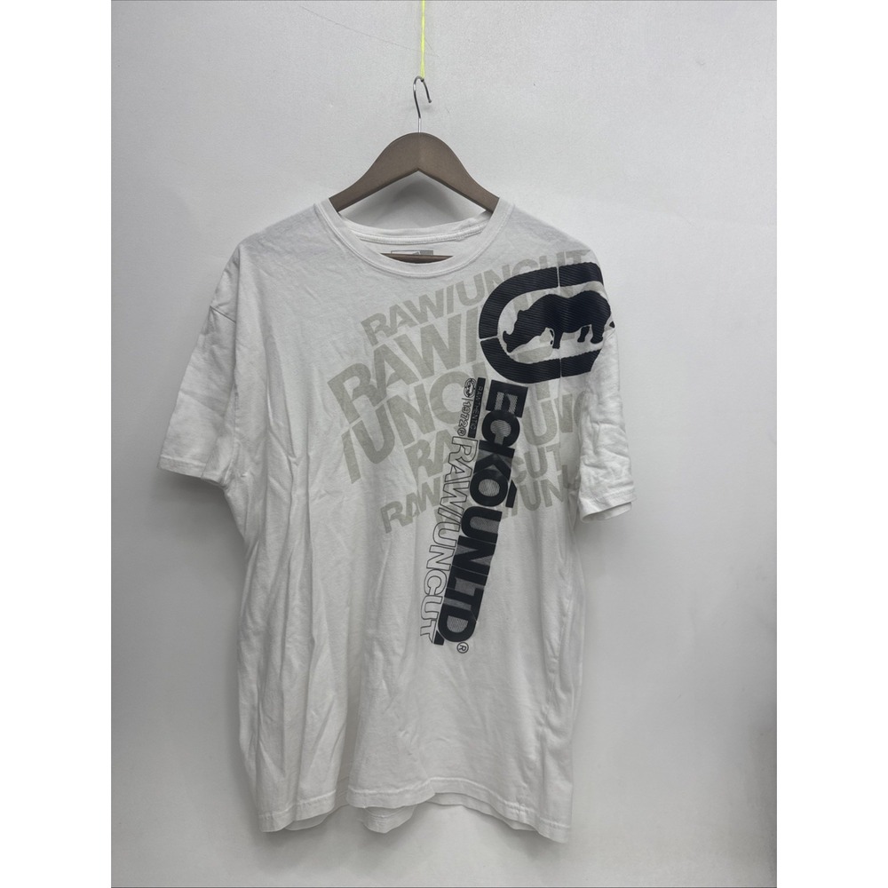 VINTAGE Ecko Unltd T-Shirt Mens 3XL White Short Sleeve Big Graphic Small Me hole